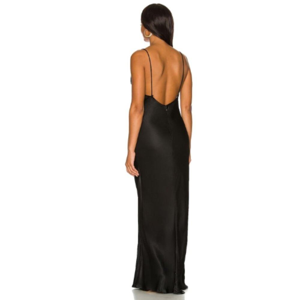 Lovers & Friends Lilith Gown in Black Satin NWT Size X Small - Picture 4 of 5
